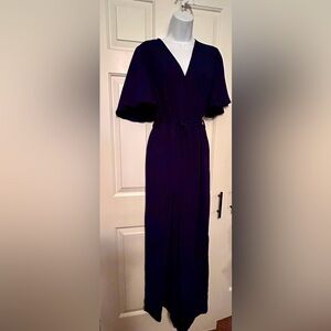 SHEIN Navy Blue V-Neck Jumpsuit